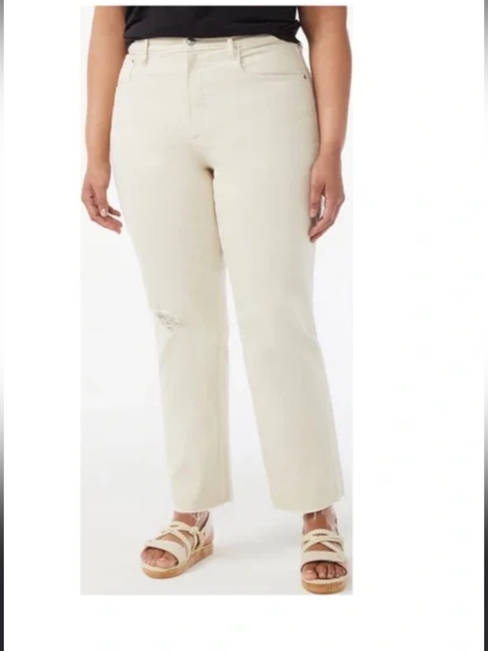 Free Assembly Cream Jeans - Neutral Straight Fit Women’s Size 10